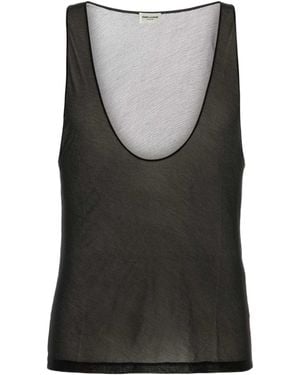 Saint Laurent Semi-Sheer Sleeveless Tank Top - Gray