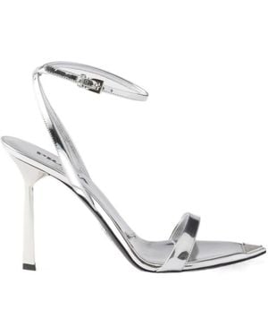 Prada Metallic Leather High-Heeled Sandals - White