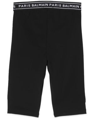 Balmain Logo-Waistband Leggings - Black