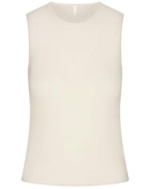 Skims Translucent Knitted Tank Top - White