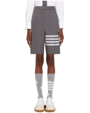 Thom Browne 4-Bar Stripe Tailored Shorts - Grey