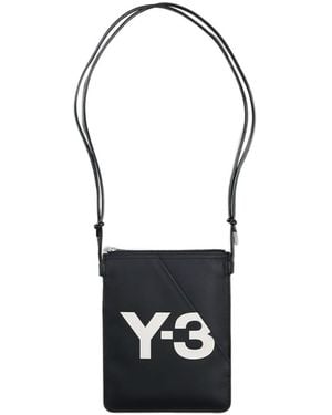 Y-3 Logo Printed Zip-Up Crossbody Bag - White