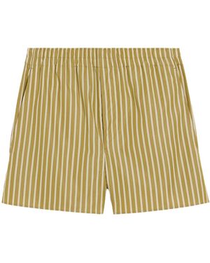 Ami Paris Ami Striped Elasticated Shorts - Yellow