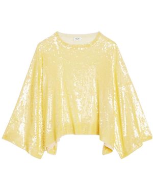 Celine Embroidered Crop Top - Yellow
