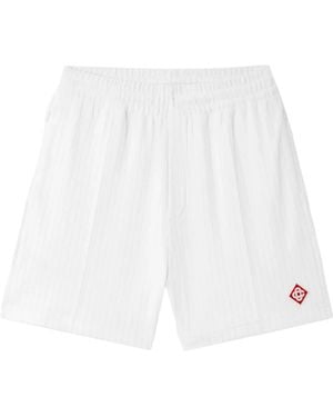 CASABLANCA Striped Velvet Shorts - White