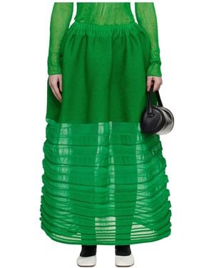 Issey Miyake Ribbed Knit Midi Skirt - Green