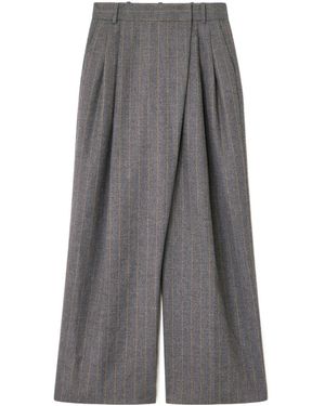 Ganni Stripe Cross-Over Trousers - Grey