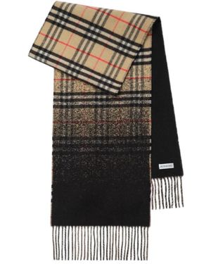 Burberry Gradient Check Cashmere Scarf - Black