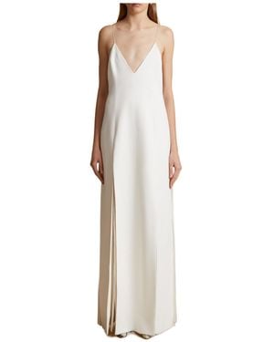 KHAITE The Nonya V-Neck Sleeveless Dress - White