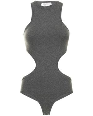 Michael Kors Plain Jersey Hollowed-Out Jumpsuit - Gray