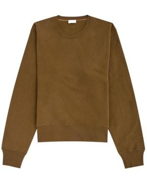 Saint Laurent Logo-Embroidered Cotton Sweatshirt - Green