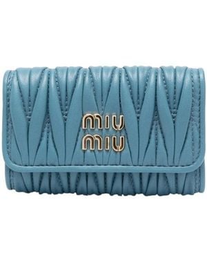 Miu Miu Matelassé Key Holder Wallet - Blue