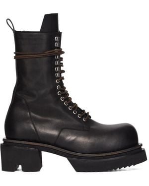Rick Owens Round Toe Platform Biker Boots - Black