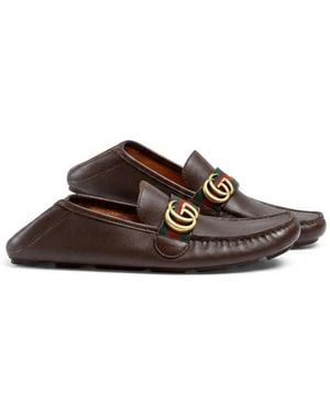 Gucci Gg Buckle Business Casual Shoes - Brown