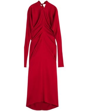 Lanvin Draped V-Neck Dress - Red