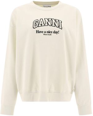 Ganni "Have A Nice Day" Sweatshirt - White