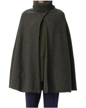 Fabiana Filippi Stand-Up Collar Knitted Cape - Black