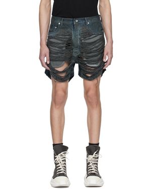 Rick Owens Geth Cut-Off Distressed Shorts - Black