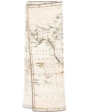 St. Agni Belted Floral Midi Skirt - Natural