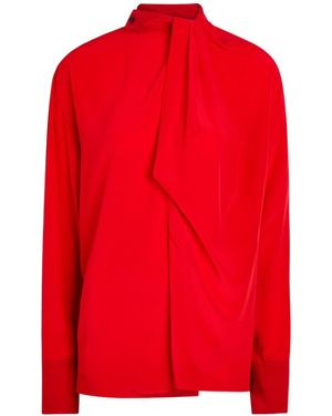 Victoria Beckham Draped Asymmetric Silk Blouse - Red