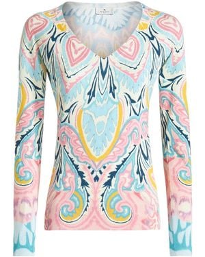 Etro Graphic Printed Long-Sleeved Jumper - Blue