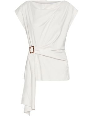 Marella Sleeveless Draped Blouse - White