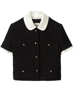 Miu Miu Short-Sleeved Buttoned Cardigan - Black