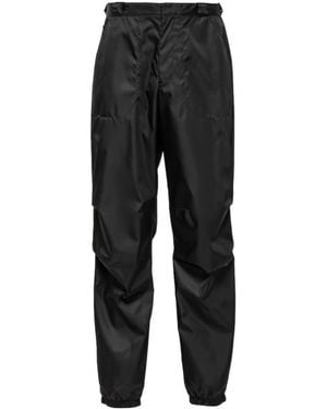 Prada Triangle-Logo Mid-Rise Tapered-Leg Trousers - Black
