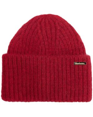 Barbour Ribbed Hemmed Knitted Cold Cap - Red