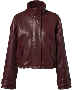 Veronica Beard Bateman Cropped Leather Jacket - Purple