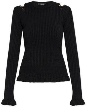 Versace Cut-Outs Ruffled Sweater - Black