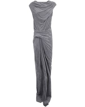Rick Owens リックオウエンスのドレープベルベットドレス - Grey
