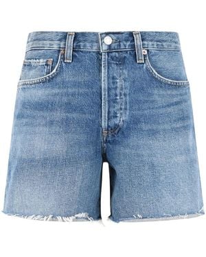 Agolde Nye Raw-Hem Denim Shorts - Blue