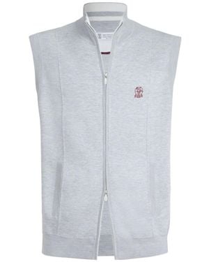 Brunello Cucinelli Zip Knitted Waistcoat - Blue