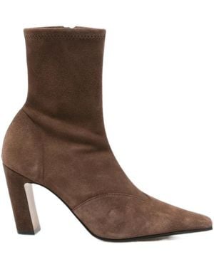 KHAITE Square-Toe Ankle Boots - Brown