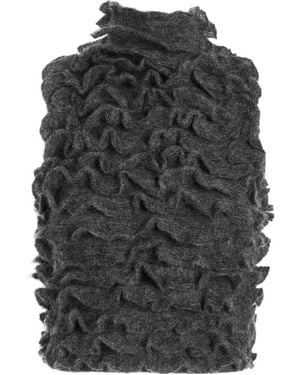 Alaïa Ruffled Mohair-Blend Cropped Top - Gray