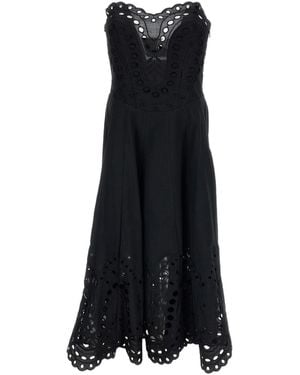 Charo Ruiz Marlin Broderie-Anglaise Strapless Midi Dress - Black