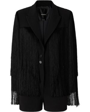 Pinko Fringed Playsuit - Black