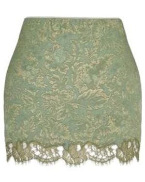 Saint Laurent Baroque Lace Mini Skirt - Green
