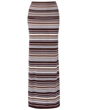 AYA MUSE Knit Striped Midi Skirt - Purple
