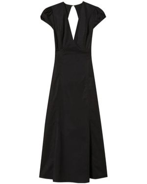 Twinset V-Neck Backless Long Dress - Black