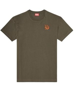 DIESEL Embroidered Flock-Print T-Shirt - Green
