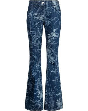 Off-White c/o Virgil Abloh Graphic Printed Low-Rise Jeans - Blue
