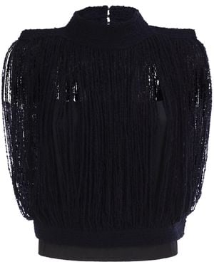 Fabiana Filippi Fringed Knitted Top - Blue