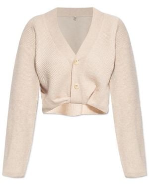 R13 Twisted Front Ribbed Cardigan - Natural