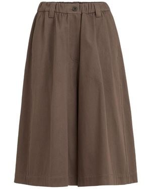 Brunello Cucinelli Couture Cotton Gabardine Long Bermuda Shorts With Monili - Brown