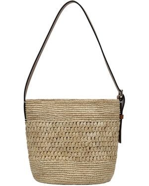 Manebí Raffia And Leather Crossbody Bag - White
