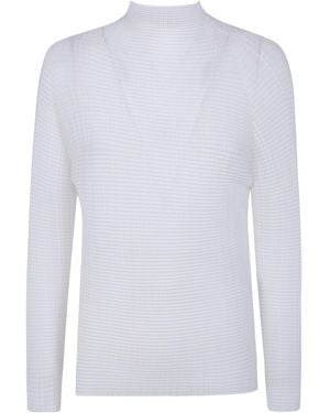 Issey Miyake Pleated Knitted Top - White