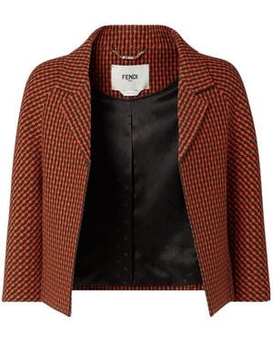 Fendi Dots And Wool And Silk Jacket - Brown