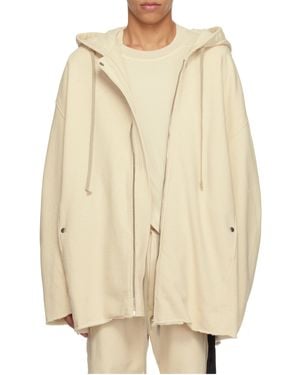 Rick Owens Drawstring Zip-Up Hoodie - Natural